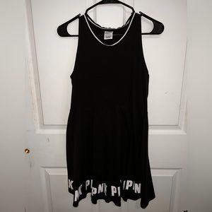 Victoria’s Secret PINK Sporty Tennis Tank Skater Dress Black w/ White L Cotton